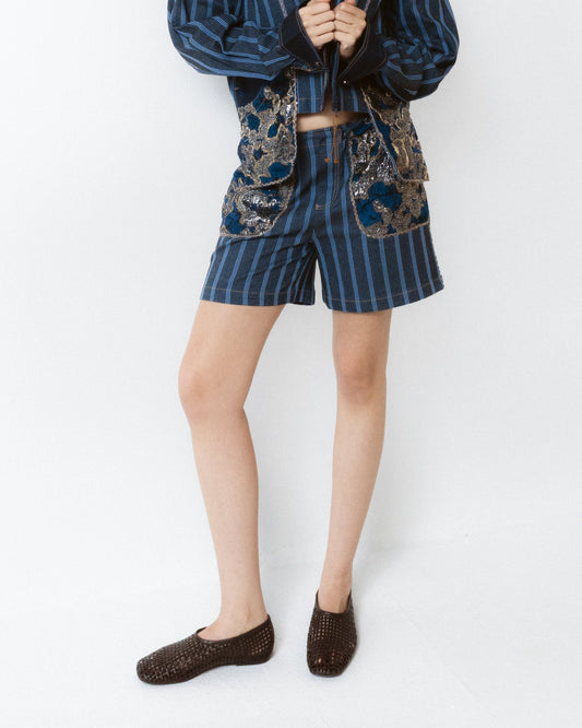Striped Patchwork Shorts