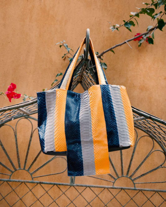 THE PYTHON MULTISTRIPE TOTE