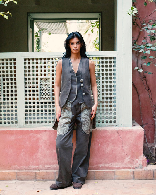 Asymmetrical Motif Vest